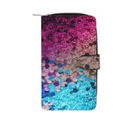 LYHVSFJW Long Wallet for Women Leather Wallet for Men Large Capacity Wristlet Wallets With 12 Card Holder Purple Rose with Beautiful Butterfly Change Purse, Glitter Sequin Spot, 19.7x11x3.5cm, Modern