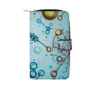LYHVSFJW Long Wallet for Women Leather Wallet for Men Large Capacity Wristlet Wallets With 12 Card Holder Abstract Watercolor Guitar Change Purse, Abstraction biology chemistry, 19.7x11x3.5cm, Modern