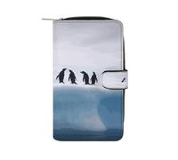 LYHVSFJW Long Wallet for Women Leather Wallet for Men Large Capacity Wristlet Wallets With 12 Card Holder Pomeranian Dog Change Purse, Animals on the Iceberg, 19.7x11x3.5cm, Modern