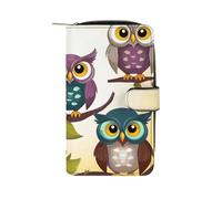 LYHVSFJW Long Wallet for Women Leather Wallet for Men Large Capacity Wristlet Wallets With 12 Card Holder Two Red Flamingos Change Purse, Owls Birds, 19.7x11x3.5cm, Modern