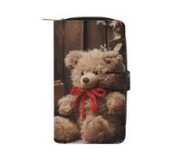 LYHVSFJW Long Wallet for Women Leather Wallet for Men Large Capacity Wristlet Wallets With 12 Card Holder Orange Red Phoenix Change Purse, Xmas Tree Branch Bear Doll, 19.7x11x3.5cm, Modern