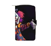 LYHVSFJW Long Wallet for Women Leather Wallet for Men Large Capacity Wristlet Wallets With 12 Card Holder Rainbow Musical Note Melody Change Purse, Cute Cartoon Clown, 19.7x11x3.5cm, Modern