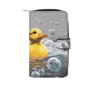 LYHVSFJW Long Wallet for Women Leather Wallet for Men Large Capacity Wristlet Wallets With 12 Card Holder Cow over The Moon Change Purse, Bubble Duck, 19.7x11x3.5cm, Modern