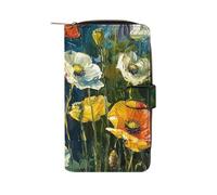 LYHVSFJW Long Wallet for Women Leather Wallet for Men Large Capacity Wristlet Wallets With 12 Card Holder Chicago Skyline Change Purse, Dark Green Plants, 19.7x11x3.5cm, Modern
