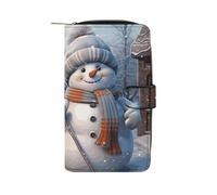 LYHVSFJW Long Wallet for Women Leather Wallet for Men Large Capacity Wristlet Wallets With 12 Card Holder Pink Panda Cotton Change Purse, Hardworking snowman, 19.7x11x3.5cm, Modern