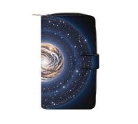 LYHVSFJW Long Wallet for Women Leather Wallet for Men Large Capacity Wristlet Wallets With 12 Card Holder Pixel Shaped Heart Change Purse, celestial body, 19.7x11x3.5cm, Modern