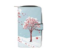 LYHVSFJW Long Wallet for Women Leather Wallet for Men Large Capacity Wristlet Wallets With 12 Card Holder Beige Simple Doodle Change Purse, Heart Shaped Leaf Tree, 19.7x11x3.5cm, Modern