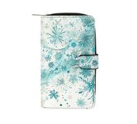 LYHVSFJW Long Wallet for Women Leather Wallet for Men Large Capacity Wristlet Wallets With 12 Card Holder Flowers And Swans Change Purse, Snowflakes and Glitter, 19.7x11x3.5cm, Modern