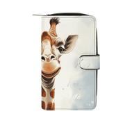 LYHVSFJW Long Wallet for Women Leather Wallet for Men Large Capacity Wristlet Wallets With 12 Card Holder Cow over The Moon Change Purse, giraffe, 19.7x11x3.5cm, Modern