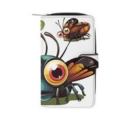LYHVSFJW Long Wallet for Women Leather Wallet for Men Large Capacity Wristlet Wallets With 12 Card Holder Colorful Peach Watercolor Design Change Purse, Cartoon Insect, 19.7x11x3.5cm, Modern