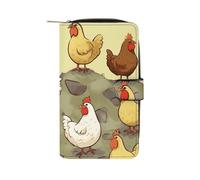 LYHVSFJW Long Wallet for Women Leather Wallet for Men Large Capacity Wristlet Wallets With 12 Card Holder A Brood of Chickens Change Purse, A Brood of Chickens, 19.7x11x3.5cm, Modern