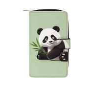LYHVSFJW Long Wallet for Women Leather Wallet for Men Large Capacity Wristlet Wallets With 12 Card Holder Cute Panda Change Purse, Cute panda, 19.7x11x3.5cm, Modern