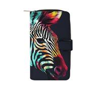 LYHVSFJW Long Wallet for Women Leather Wallet for Men Large Capacity Wristlet Wallets With 12 Card Holder Cute Panda Change Purse, Colorful Rainbow Zebra, 19.7x11x3.5cm, Modern