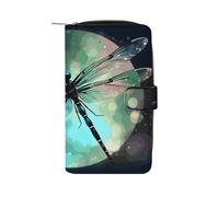LYHVSFJW Long Wallet for Women Leather Wallet for Men Large Capacity Wristlet Wallets With 12 Card Holder A Brood of Chickens Change Purse, Galaxy Animal Dragonfly, 19.7x11x3.5cm, Modern