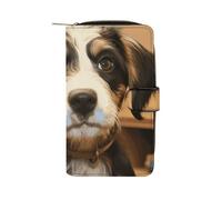 LYHVSFJW Long Wallet for Women Leather Wallet for Men Large Capacity Wristlet Wallets With 12 Card Holder Halloween Pumpkin Witch Change Purse, Dog training, 19.7x11x3.5cm, Modern
