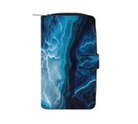 LYHVSFJW Long Wallet for Women Leather Wallet for Men Large Capacity Wristlet Wallets With 12 Card Holder Stamped with Ancient Rome Change Purse, Bule Marble, 19.7x11x3.5cm, Modern