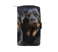 LYHVSFJW Long Wallet for Women Leather Wallet for Men Large Capacity Wristlet Wallets With 12 Card Holder Love Heart Change Purse, rottweiler wallpaper, 19.7x11x3.5cm, Modern