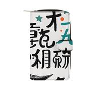 LYHVSFJW Long Wallet for Women Leather Wallet for Men Large Capacity Wristlet Wallets With 12 Card Holder Pixel Shaped Heart Change Purse, Cheerful calligraphy with moon stars and polk, 19.7x11x3.5cm,