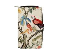 LYHVSFJW Long Wallet for Women Leather Wallet for Men Large Capacity Wristlet Wallets With 12 Card Holder Flowers And Swans Change Purse, Flowers and Birds, 19.7x11x3.5cm, Modern