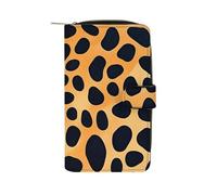 LYHVSFJW Long Wallet for Women Leather Wallet for Men Large Capacity Wristlet Wallets With 12 Card Holder Stamped with Ancient Rome Change Purse, black and gold leopard, 19.7x11x3.5cm, Modern