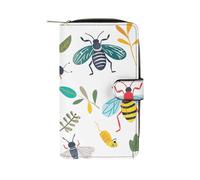 LYHVSFJW Long Wallet for Women Leather Wallet for Men Large Capacity Wristlet Wallets With 12 Card Holder Cartoon Small Insect Change Purse, Bright Insect Pattern, 19.7x11x3.5cm, Modern