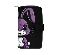 LYHVSFJW Long Wallet for Women Leather Wallet for Men Large Capacity Wristlet Wallets With 12 Card Holder Pixel Shaped Heart Change Purse, Purple Angry Rabbit, 19.7x11x3.5cm, Modern