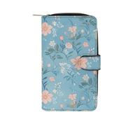 LYHVSFJW Long Wallet for Women Leather Wallet for Men Large Capacity Wristlet Wallets With 12 Card Holder Snowflakes And Christmas Trees Change Purse, Light blue, 19.7x11x3.5cm, Modern