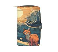 LYHVSFJW Long Wallet for Women Leather Wallet for Men Large Capacity Wristlet Wallets With 12 Card Holder Anime Style Cat Change Purse, Anime Style Cat, 19.7x11x3.5cm, Modern