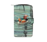 LYHVSFJW Long Wallet for Women Leather Wallet for Men Large Capacity Wristlet Wallets With 12 Card Holder Chinese Style Mandarin Ducks Change Purse, Chinese style mandarin ducks, 19.7x11x3.5cm, Modern