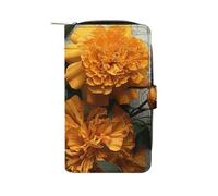 LYHVSFJW Long Wallet for Women Leather Wallet for Men Large Capacity Wristlet Wallets With 12 Card Holder Horses Change Purse, Marigold, 19.7x11x3.5cm, Modern