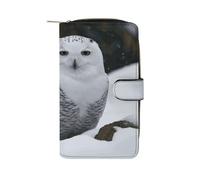 LYHVSFJW Long Wallet for Women Leather Wallet for Men Large Capacity Wristlet Wallets With 12 Card Holder Chicago Skyline Change Purse, Snow Owl, 19.7x11x3.5cm, Modern