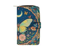 LYHVSFJW Long Wallet for Women Leather Wallet for Men Large Capacity Wristlet Wallets With 12 Card Holder Stamped with Ancient Rome Change Purse, Butterfly flower tapestry, 19.7x11x3.5cm, Modern