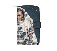 LYHVSFJW Long Wallet for Women Leather Wallet for Men Large Capacity Wristlet Wallets With 12 Card Holder Bohemian Psychedelic Peacock Mandala Change Purse, astronauts, 19.7x11x3.5cm, Modern