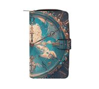 LYHVSFJW Long Wallet for Women Leather Wallet for Men Large Capacity Wristlet Wallets With 12 Card Holder Snowflakes And Christmas Trees Change Purse, Creating Magical Time, 19.7x11x3.5cm, Modern
