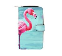 LYHVSFJW Long Wallet for Women Leather Wallet for Men Large Capacity Wristlet Wallets With 12 Card Holder Two Red Flamingos Change Purse, Flamingos, 19.7x11x3.5cm, Modern