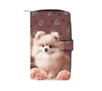 LYHVSFJW Long Wallet for Women Leather Wallet for Men Large Capacity Wristlet Wallets With 12 Card Holder Love Heart Change Purse, Pomeranians Puppies and Point, 19.7x11x3.5cm, Modern
