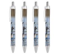 LYHVSFJW Loon Birds Ball Point Pen Retractable Black Ink Ballpoint Pens Super Soft Grip 0.5mm Ink Pen Medium Point Office Pens 4 PCS