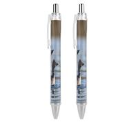 LYHVSFJW Loon Birds Ball Point Pen Retractable Black Ink Ballpoint Pens Super Soft Grip 0.5mm Ink Pen Medium Point Office Pens 2 PCS