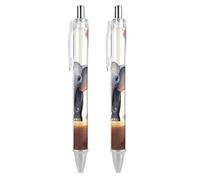 LYHVSFJW Lucky Elephant Ball Point Pen Retractable Black Ink Ballpoint Pens Super Soft Grip 0.5mm Ink Pen Medium Point Office Pens 2 PCS