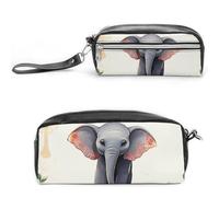 LYHVSFJW Lucky Elephant Pencil Case, Large Capacity Pencil Pouch with Zipper, Coin Pouch Cosmetic Bag Leather Pen Bag for Office Stationery Cosmetics