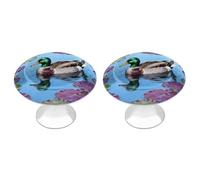 LYHVSFJW Mallard on Water Lily 2 Pack Cabinet Knobs Drawer Pulls Decorative Stainless Steel Dresser Knobs Bathroom Furniture Cabinet Hardware for Kitchen, Door & Drawer, Wardrobe, Cupboard