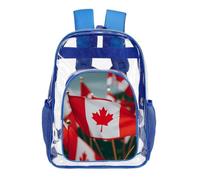 LYHVSFJW Many Small Canadian Flags Transparent Bag Laptop Sleeve See Through Casual Backpack Large PVC Clear Backpacks, Blue, 43X32.5cm