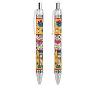 LYHVSFJW Mexican Otomi Animal Ball Point Pen Retractable Black Ink Ballpoint Pens Super Soft Grip 0.5mm Ink Pen Medium Point Office Pens 2 PCS