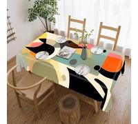 LYHVSFJW Mid-Century Modern Art Cat Rectangle Tablecloth Waterproof Polyester Farmhouse Table Cloth Stain and Wrinkle Resistant Washable Decorative Table Cover for Dining, Party and Camping 60"x120"