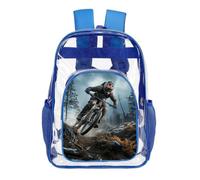 LYHVSFJW Mountain Bike Tournament Transparent Bag Laptop Sleeve See Through Casual Backpack Large PVC Clear Backpacks, Blue, 43X32.5cm