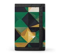 LYHVSFJW Music Symbols Love TriFold Wallet with 8 Card Slots, Slim Zipper Coin Pocket, Divided Billfold for Men Women, Black Green and Gold Geometric, One Size, Modern