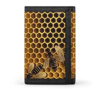 LYHVSFJW Music Symbols Love TriFold Wallet with 8 Card Slots, Slim Zipper Coin Pocket, Divided Billfold for Men Women, Bees on hive, One Size, Modern