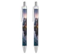 LYHVSFJW Norway Islands Ball Point Pen Retractable Black Ink Ballpoint Pens Super Soft Grip 0.5mm Ink Pen Medium Point Office Pens 2 PCS