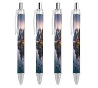 LYHVSFJW Norway Islands Ball Point Pen Retractable Black Ink Ballpoint Pens Super Soft Grip 0.5mm Ink Pen Medium Point Office Pens 4 PCS