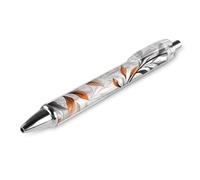 LYHVSFJW Orange And Gray Leaves Ball Point Pen Retractable Black Ink Ballpoint Pens Super Soft Grip 0.5mm Ink Pen Medium Point Office Pens 1 PCS